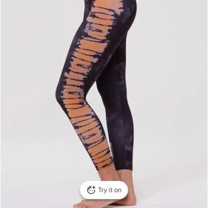 Onzie Black and Orange Tie-Dye Leggings